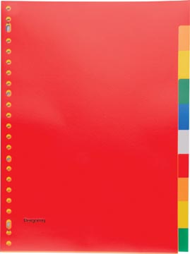 Pergamy intercalaires, ft A4, perforation 23 trous, PP, 10 onglets en couleurs assorties