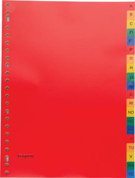 Pergamy tabbladen, ft A4, 23-gaatsperforatie, PP, geassorteerde kleuren, A-Z