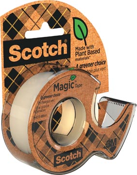 Plakband Magic  Tape A greener choice, ft 19 mm, 20 m, op dispenser van 100 % gerecycleerd plastic