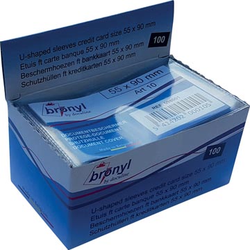 Bronyl U-mapje uit transparante PVC van 140 micron, ft kredietkaart, display van 100 stuks