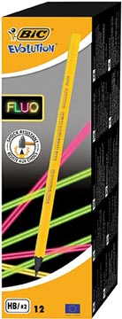 Bic crayon Evolution fluo sans gomme, boîte de 12 pièces