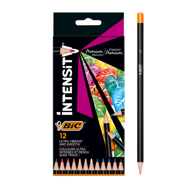 Crayon de couleur BIC Intensity Premium étui 12 couleurs