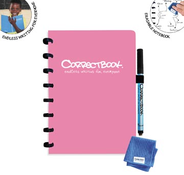 Correctbook Original, A5, cahier effaçable / réutilisable, blanc, Blossom Pink (rose)