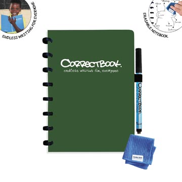 Correctbook Original, A5, cahier effaçable / réutilisable, blanc, Forest Green (vert forêt)