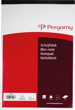 Pergamy schrijfblok, 60 g/m², ft A4, 2 pochettes, 100 vel, geruit 5 mm