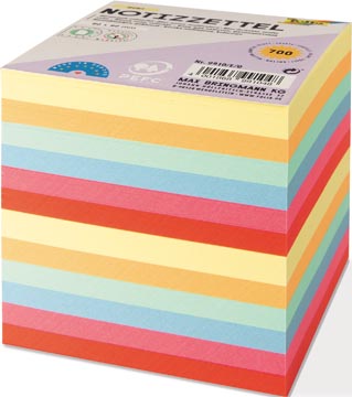 Folia  Notes, ft 90 x 90 mm, recharge pour cube-mémo feuillets en couleurs assorties