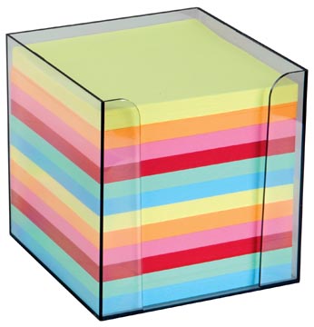Cube-mémo en PP, feuillets en couleurs assorties