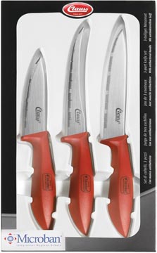 Westcott Clauss set de couteaux de cuisine, boîte de 3 pièces, rouge