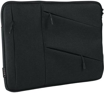Cristo Portable sleeve voor 17 inch laptops, met extra opbergvakken, zwart
