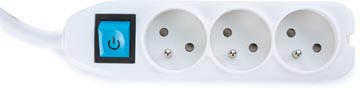 Perel contactdoos met 3 stopcontacten en schakelaar, inclusief kabelbox, wit, voor België