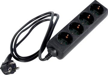 Perel contactdoos met 4 stopcontacten, zwart, voor Nederland