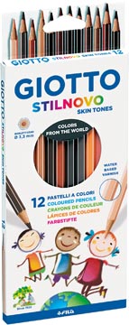 Giotto Stilnovo Skin Tones kleurpotloden, ophangbaar kartonnen etui met 12 potloden