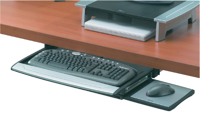 Tablette clavier Office Suite + tiroir souris noir/gris
