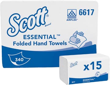 Scott papieren handdoeken, intergevouwen, 1-laags, 340 vellen, pak van 15 stuks