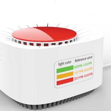 Kokoon air Protect CO2-meter, waarschuwing door kleurverandering en alarm, Wifi connectie