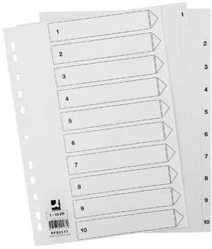 Q-Connect intercalaires jeu 1-10, avec page de garde, ft A4, blanc