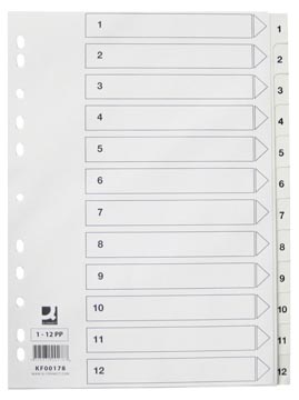 Q-Connect intercalaires jeu 1-12, avec page de garde, ft A4, blanc