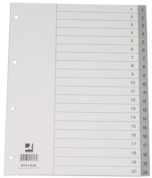 Q-Connect intercalaires jeu 1-20, avec page de garde, ft A4, gris