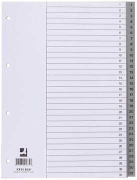 Q-Connect tabbladen set 1-31, met indexblad, ft A4, grijs