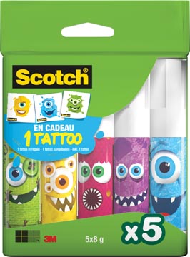 Scotch bâton de colle Monster permanent, boîte de 5 x 8 g, 2 clipstrips avec 12 boîtes par strip