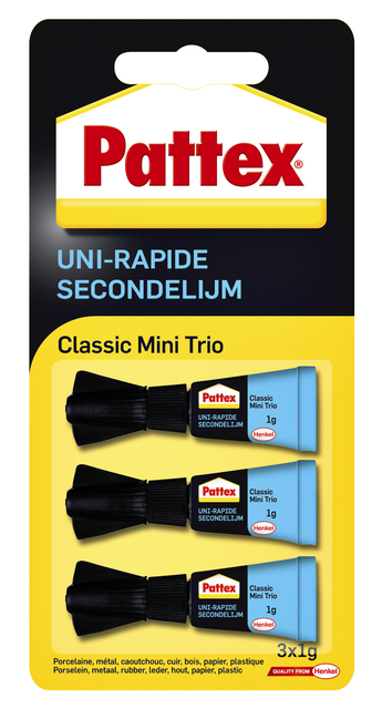 Colle seconde Pattex Classic mini trio tube 3x1g blister