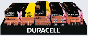 Duracell batterijen, Plus 100 % AA, AAA en 9V en CR2032, display van 41 stuks