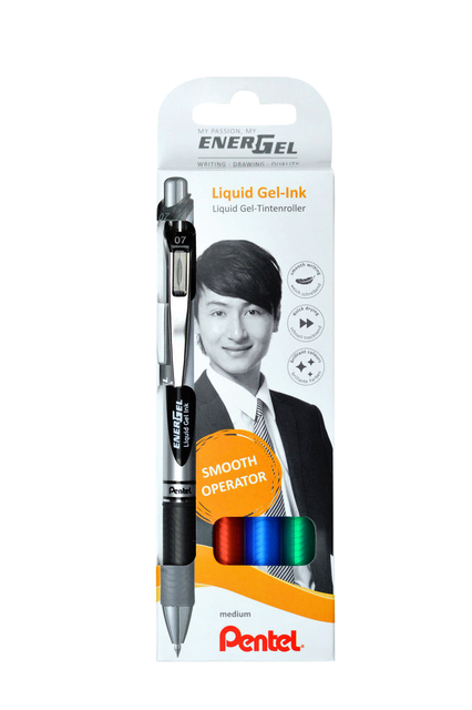 Roller gel Pentel Energel BL77 0,4mm blister de 4 pièces assorti
