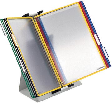 Tarifold bureauset, ft A4, 10 insteektassen in geassorteerde kleuren, 5 ruiterstroken van 50 mm, grijs