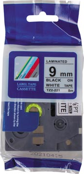 Compatible tape voor Brother P-touch, 9 mm, zwart op wit
