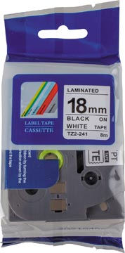 Compatible tape voor Brother P-touch, 18 mm, zwart op wit