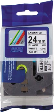 Compatible tape voor Brother P-touch, 24 mm, zwart op wit