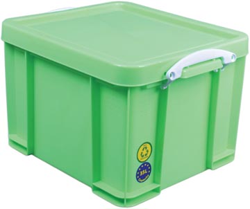 Really Useful Box boîte de rangement 35 litre, vert néon avec poignées blanches