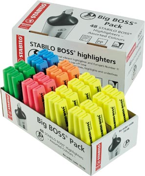 STABILO BOSS ORIGINAL surligneur, paquet de 48 pièces en couleurs assorties