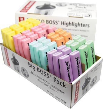 STABILO BOSS ORIGINAL Pastel surligneur, paquet de 48 pièces en couleurs assorties