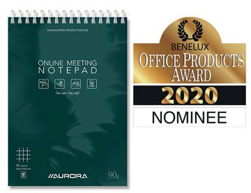 Aurora Mano Online Meeting Notepad, ft A5, quadrillé 5 mm, 50 feuilles (100 pages)