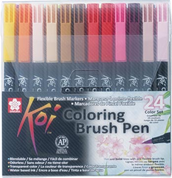 Sakura Koi brushpen Coloring Brush Pen, etui van 24 stuks in geassorteerde kleuren
