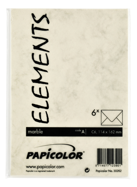 Enveloppe Papicolor C6 114x162mm ivoire marbré