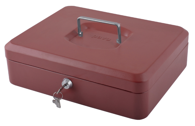 Coffret caisse Pavo avec monnayeur 300x240x90mm rouge