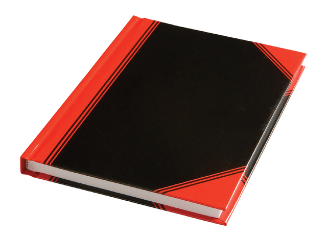 Notitieboek zwart/rood A6 lijn 60gr 96vel