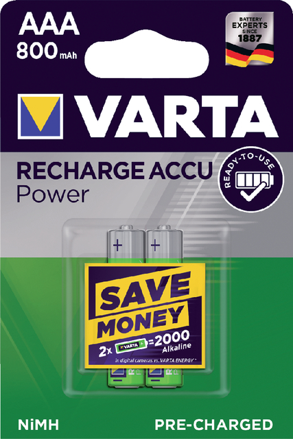 Pile rechargeable Varta 2xAAA 800mAh Ready To Use