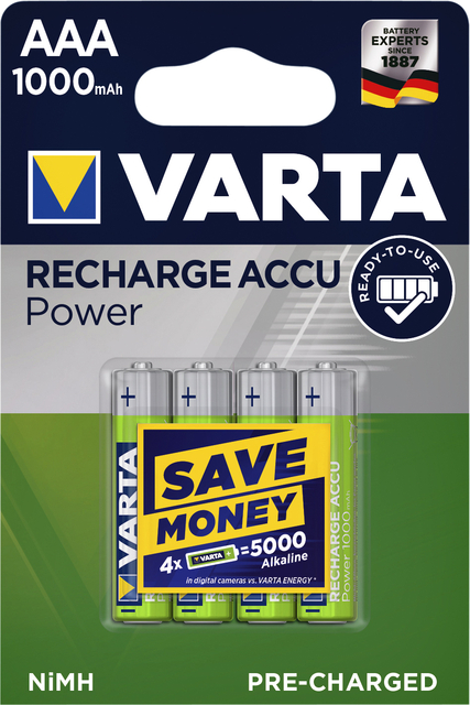 Pile rechargeable Varta 2xAAA 1000mAh Ready To Use