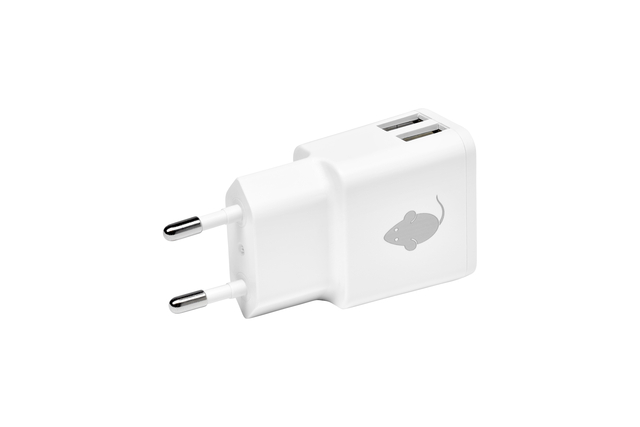 Chargeur Green Mouse USB-A 2 ports 2.4A blanc