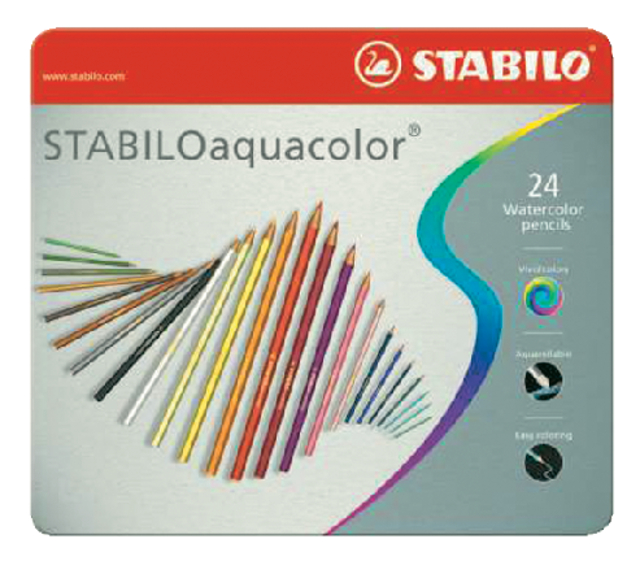 Crayon de couleur STABILO Aquacolor 24pcs boîte métal ass