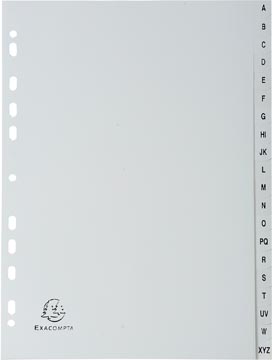Exacompta tabbladen voor ft A4, uit PP, van A tot Z, 20 tabs, grijs