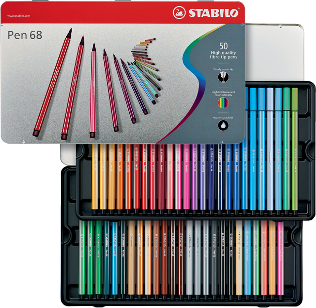 Viltstift STABILO Pen 68 blik à 50 kleuren