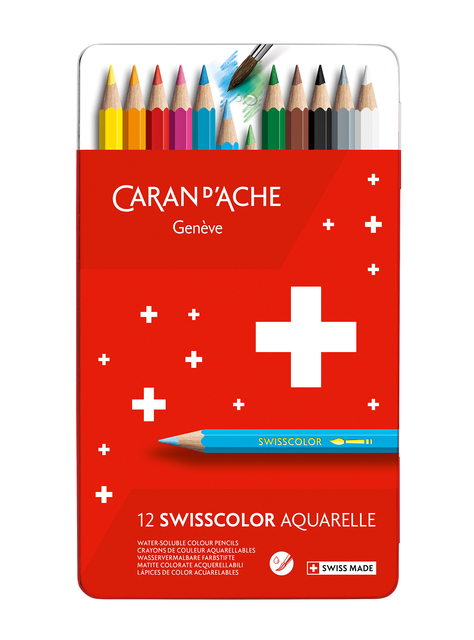 Crayon de couleur Caran d’Ache Swisscolor Aquarel 12pcs ass
