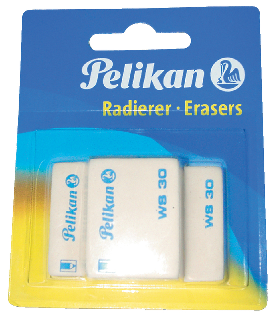 Gomme crayon Pelikan WS30 douce 37x30x9mm blister 3pcs