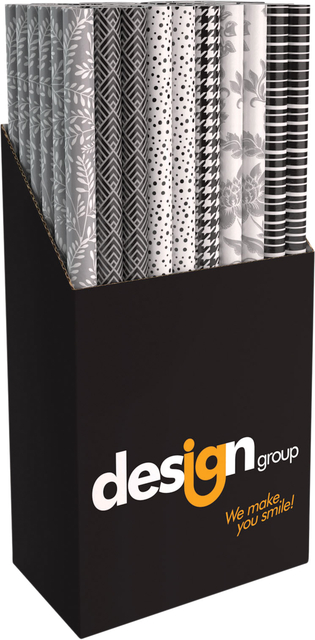 Inpakpapier Design Group 200x70cm zwart wit assorti