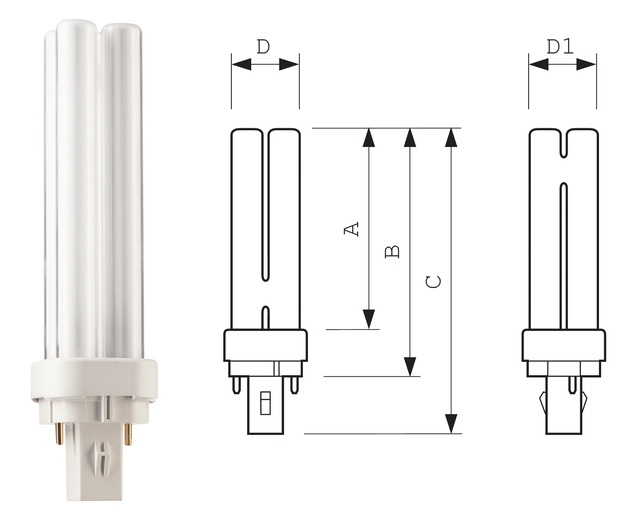 Spaarlamp Philips Master PL-C 2P 10W 600 Lumen 830 warm wit