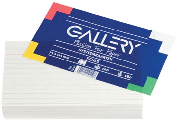 Gallery witte systeemkaarten, ft 7,5 x 12,5 cm, gelijnd, pak van 100 stuks